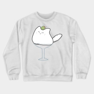 Martini Cocktail Drink Cat White Fluffy Anime Kawaii Minimal Funny Neko Crewneck Sweatshirt